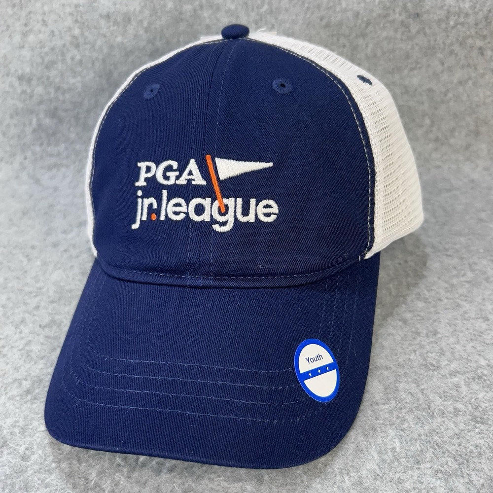 PGA Jr League Youth Trucker Hat Garb Snapback Mesh Cap Blue White NWT